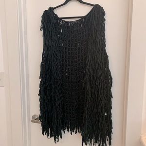 Trendy Black Shag Sweater Vest